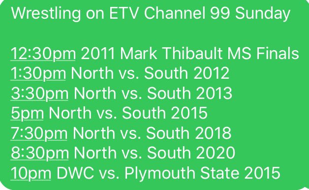 It’s <a href="/nashuaathletics/">Nashua Athletics</a> wrestling all day Sunday on <a href="/NashuaETV/">NashuaETV</a> <a href="/BGCGN/">Boys&GirlsClubNashua</a> <a href="/NHNWrestling/">Nashua North Wrestling</a> <a href="/nhsswrestling/">Nashua South Wrestle</a> #Channel99 #2012LegendaryDual