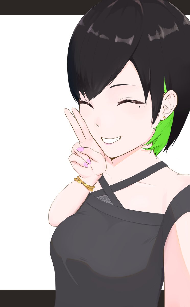 かもた イラストお仕事募集中 自撮りポーズのイラスト描きました インナーカラーすき イラスト オリジナル インナーカラー