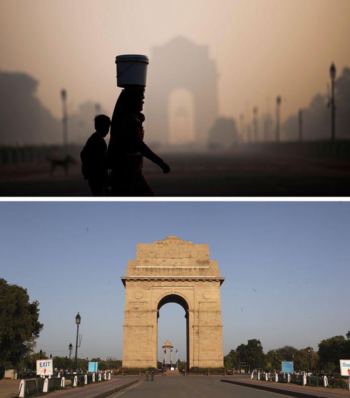 gautam_rode's tweet photo. Pollution in Delhi had risen to hazardous levels. After the lockdown initiated, it has dropped significantly. I guess this is nature’s way of telling us to slowdown. #SaturdayThoughts
Image via @BBCWorld https://t.co/kjoafVug8m
