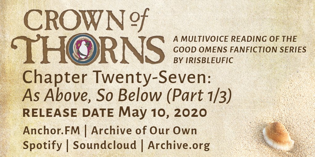 CoTPodrama's tweet photo. Chapter 27: As Above, So Below, goes live in 24 hours! Come and check it out on AO3 (https://t.co/6fiDpLE8UY), https://t.co/QNKVrTuQLk, Spotify, SoundCloud and https://t.co/aucqd0cCbp  Follow us on Instagram and Tumblr for more updates! #cotpod #GoodOmens https://t.co/egTZoRd92S