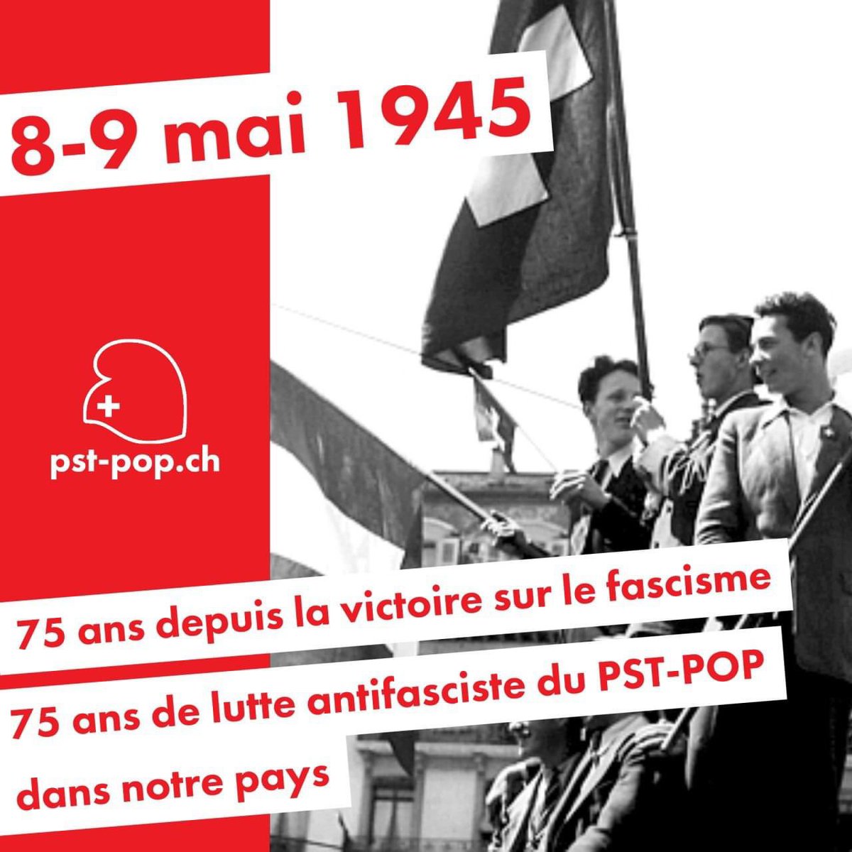 pst_pop's tweet photo. Il y a 75 ans le fascisme était vaincu. Dans la foulée, l’espoir d’un monde meilleur se manifeste avec les succès des partis communistes en Europe. En Suisse, notre parti à peine fondé fut même premier parti à #Genève et #Vaud lors des élections cantonales de 1945. https://t.co/U8npTDg52N