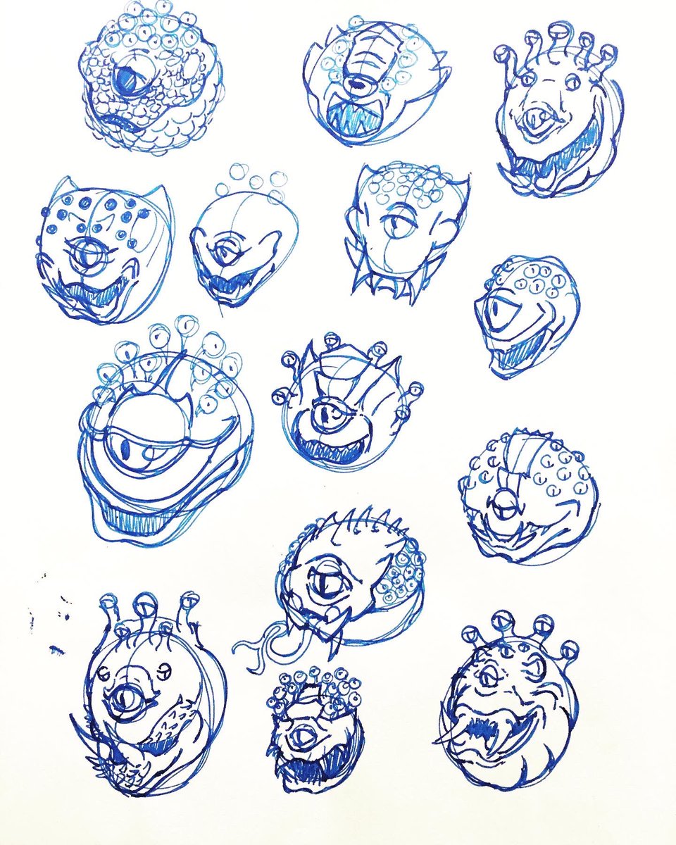 _adam_designs's tweet photo. It’s all in the eye of the beholder. Just a few quick design sketches of a beholder for a piece I am working on for a friend. #DnD #sketchbook https://t.co/GombX6FDa8