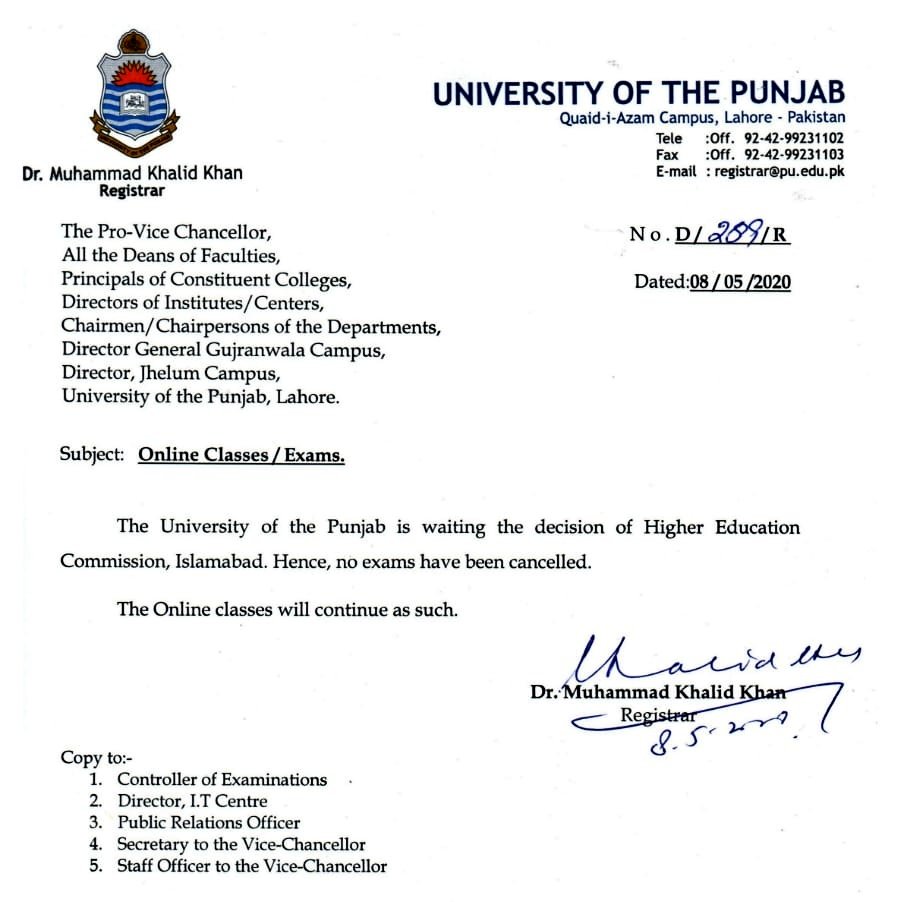 drgrouve_km's tweet photo. So Punjab University is also as confused as anyone. 
Shabash. #Covid_19 #education #calloffuniversityexams https://t.co/MRMf6MpIib