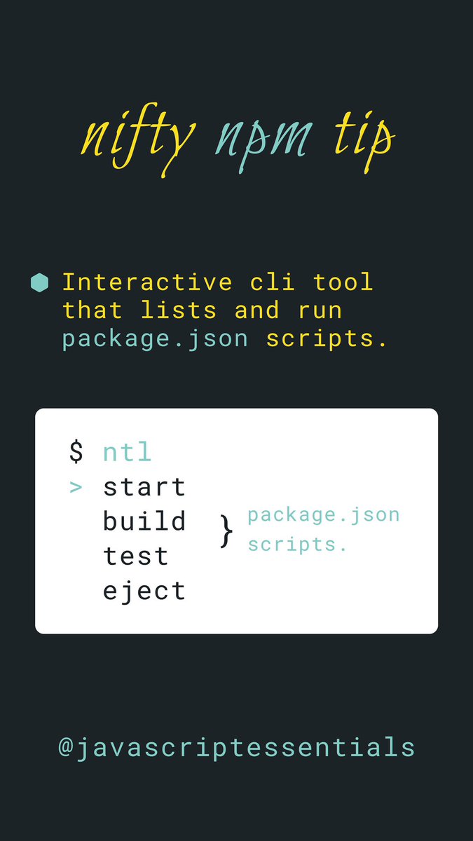jsessentials's tweet image. nifty #npm tip
#javascript #nodejs #100DaysOfCode