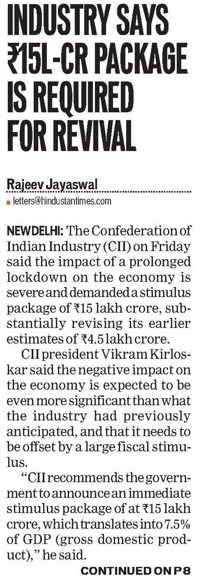 FollowCII's tweet photo. CII bats for an immediate substantive stimulus from the govt for both the poor & the industry, especially #MSMEs. Read #CIIrecommnedations➡️https://t.co/xhWe08L4OI #CIIreport #CIIresearch #cii4india #CIIFightsCorona @nsitharamanoffc @minmsme @CimGOI https://t.co/Buzhqtrph7 https://t.co/IBeUAN6NPb