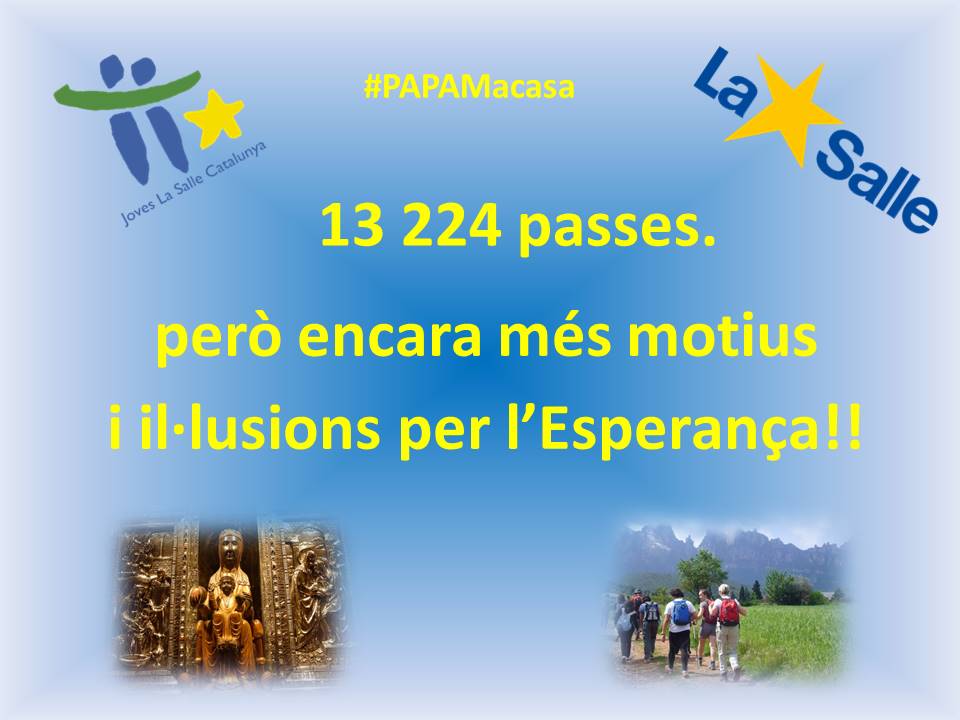 Pep_Canal's tweet photo. Malgrat tot, la creativitat ens permet seguir caminant i "trobar-nos" a Montserrat #PAPAMacasa. @LaSalleCat @joveslasalle https://t.co/eDcaElDK7X