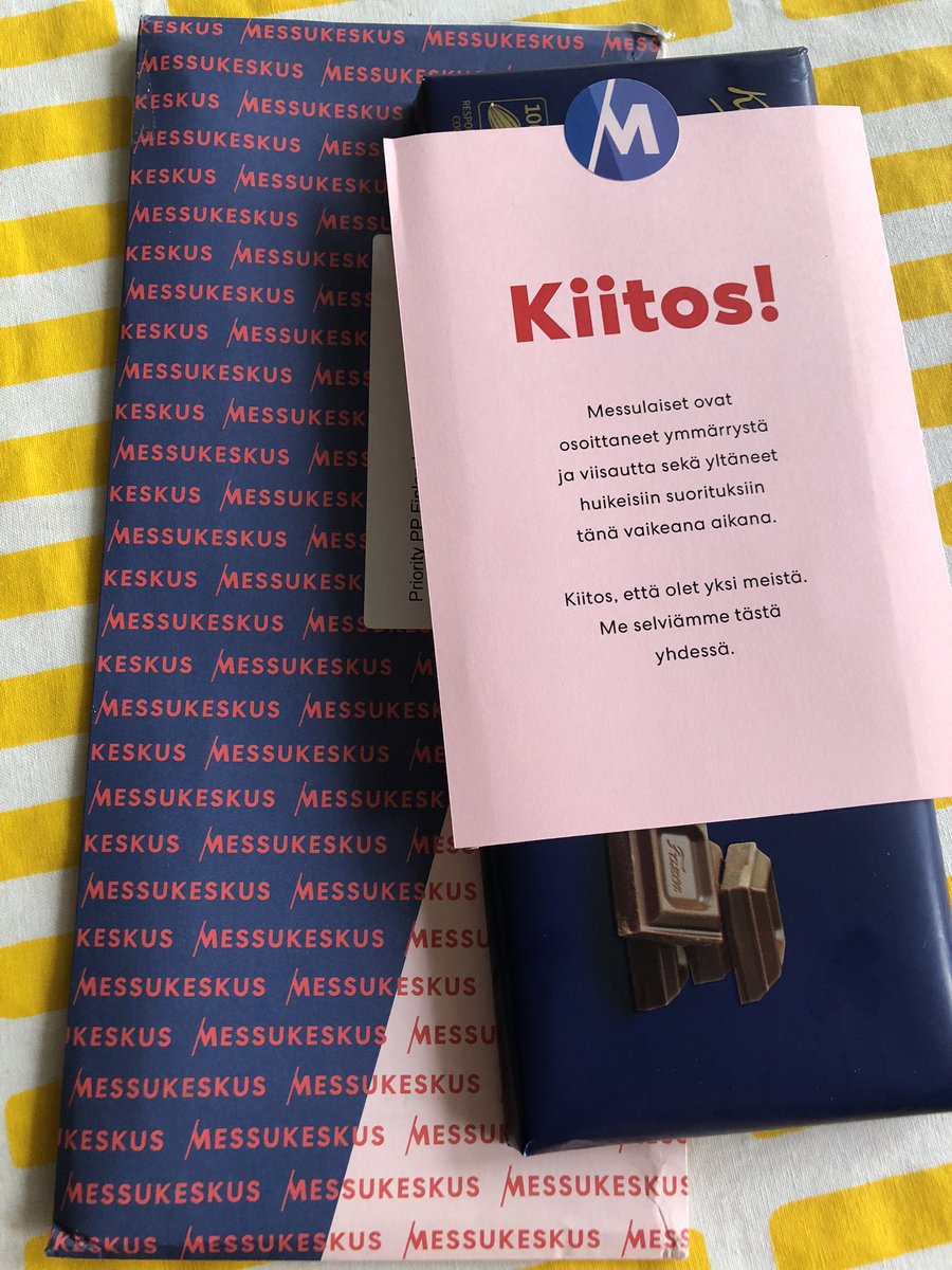 AhoMaryann's tweet photo. Ilahduttava ajatus ja muistaminen työnantajalta @messukeskus #expomark koronaepidemian aikana. Me selviämme tästä yhdessä. https://t.co/QlEGqZFN3l