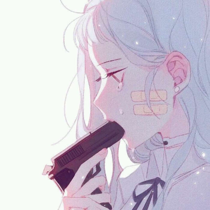 Sad blonde anime girl