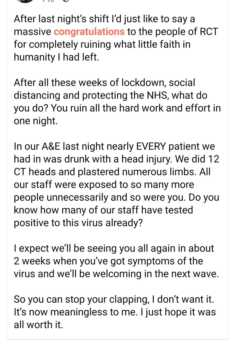 Ms_JulieJ's tweet photo. Interesting FB post from a nurse at Royal Glam hospital this morning. https://t.co/y1wzEcSTMs