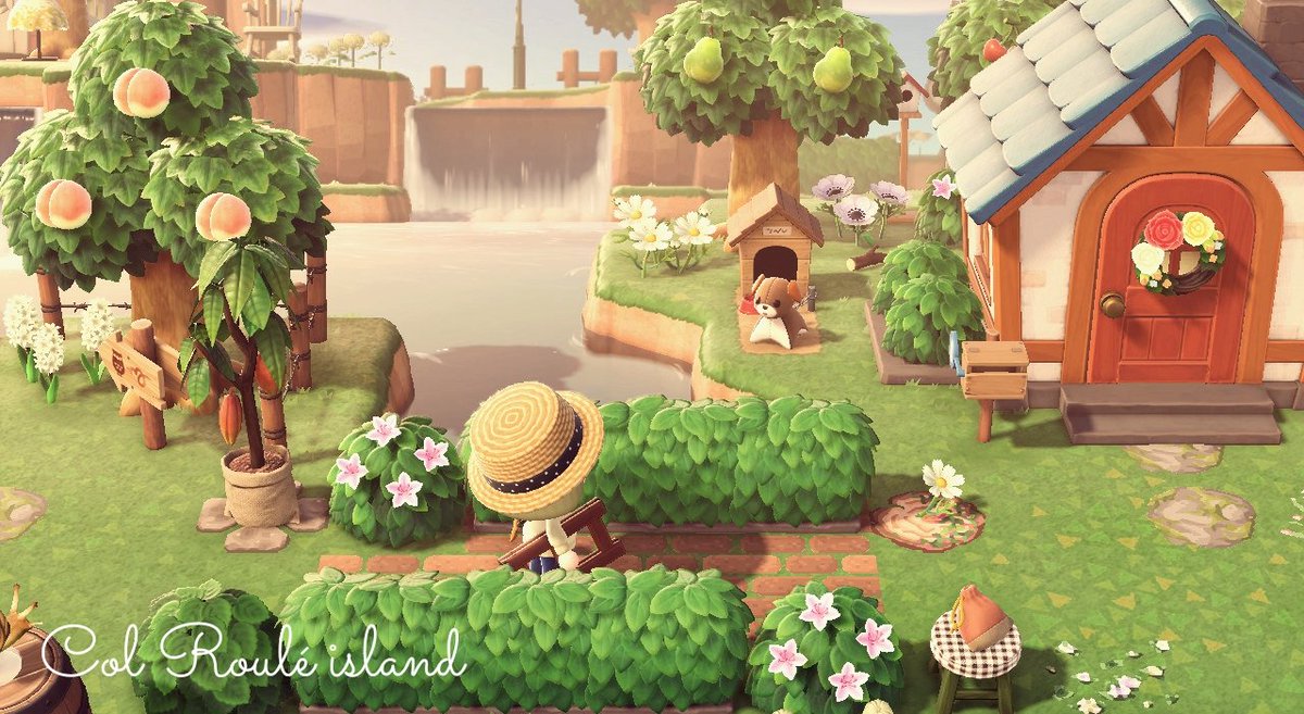 うちの島にもなんちゃって橋があります☺️
メインの子の家はこの大きさで止めてて📪動かせないから橋がしっくり来ない😢低木植えたいのだけど..。ははシリーズの🐶のぬいぐるみを飼い犬とみたてて置いてます◡̈︎♩#あつ森