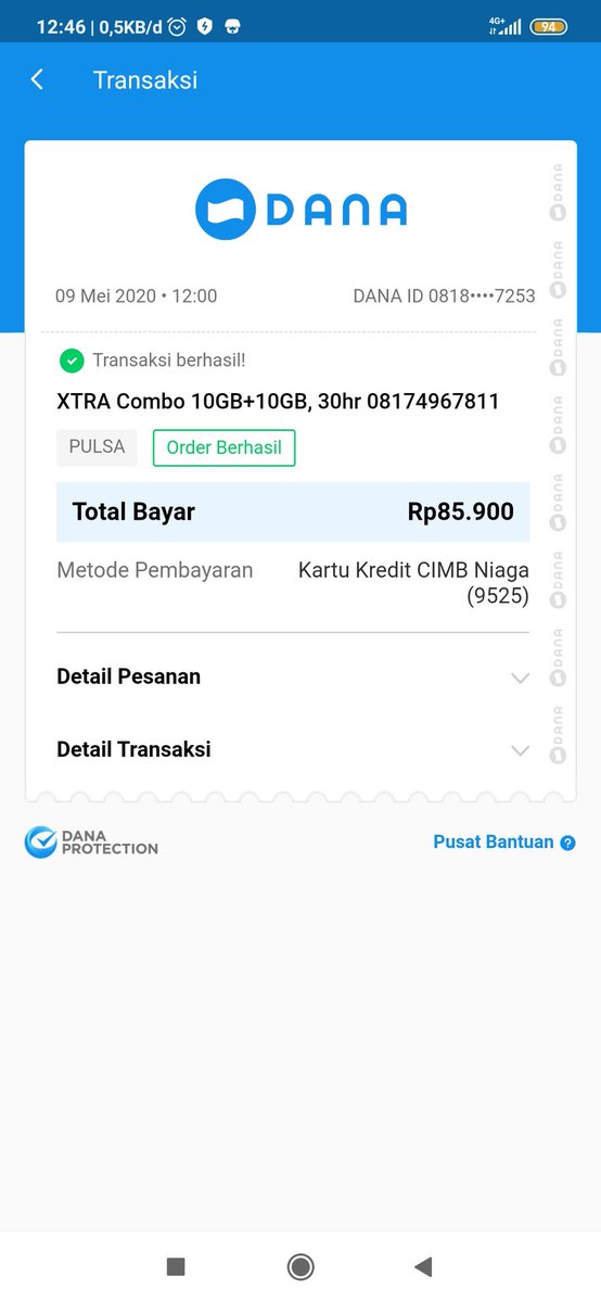 phar_real's tweet photo. @danawallet min proses order berhasil tp pulsa paket blom masuk.mohon dibantu https://t.co/VJn7p13c5m