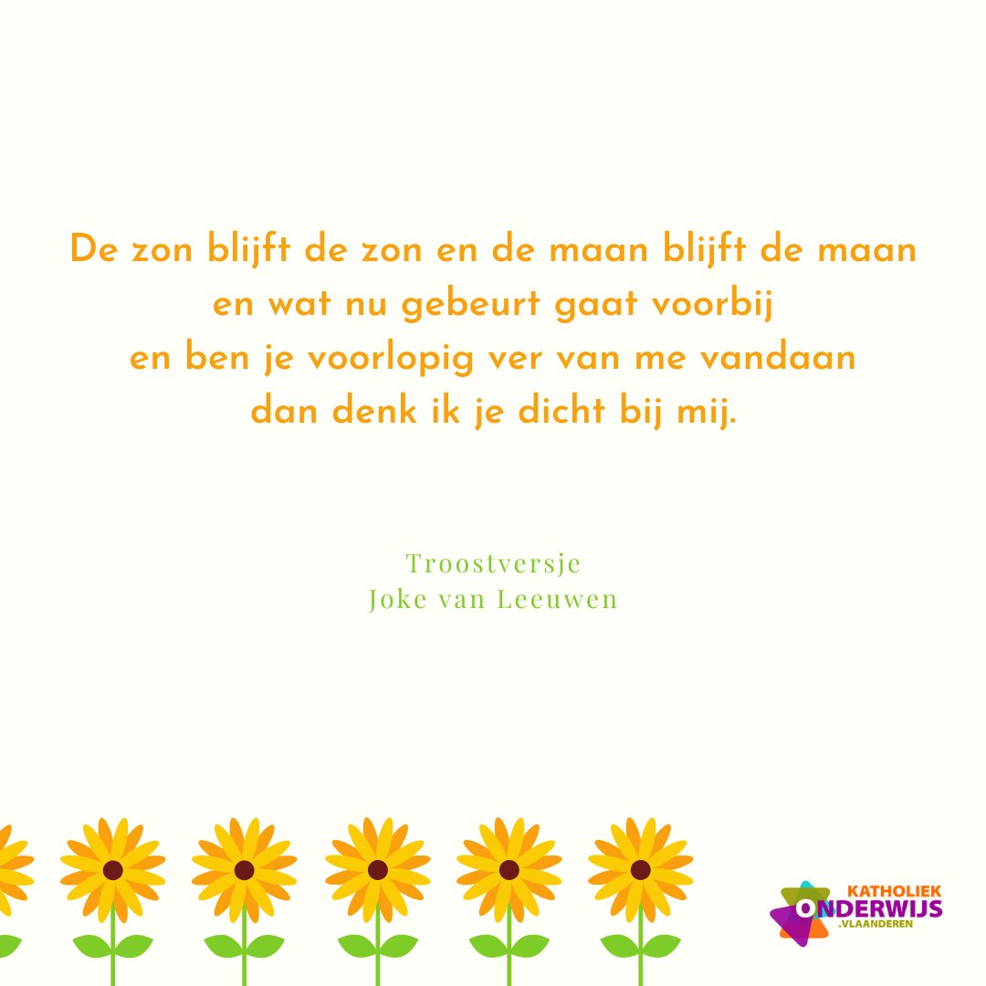 KathOndVla's tweet photo. Kinderen en leerlingen voelen zich bang, eenzaam, verdrietig en vragen zich af hoe de toekomst eruit ziet. Auteur en dichter Joke van Leeuwen schreef voor hen en troostversje, op te zeggen op moeilijke momenten of voor te lezen aan de allerkleinsten ❤️ https://t.co/mH5umdKPYP