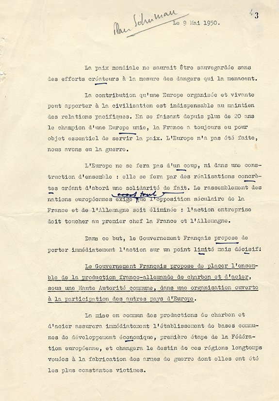 European Commission We Couldn T Celebrate Europeday Without The Schuman Declaration An Exclusive For This Special 70th Anniversary The Typed Manuscript With Corrections Made By Robert Schuman Himself T Co Dleoopfvls
