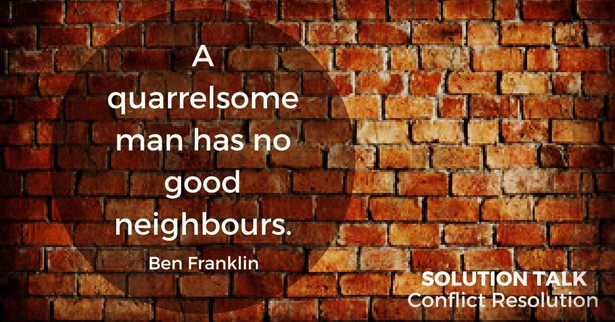 solutiontalkuk's tweet image. “A quarrelsome man has no good neighbours” Ben Franklin.

Fall outs &amp;amp; misunderstandings happen &amp;amp; can escalate into #conflict. When they do,  #mediation can help us communicate effectively so we can sort things out. Let’s #talksolutions with #SolutionTalk.

 #communication
