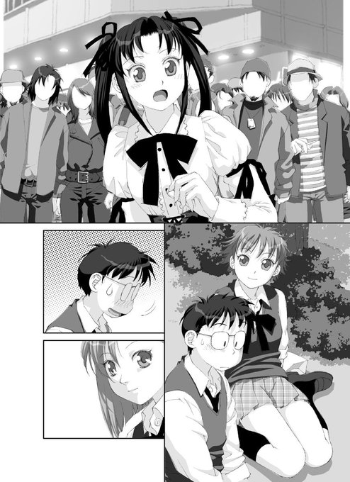 「ボクのふたつの翼」から、台詞フキダシ無し絵、その,33
オイラの性癖は既にバレてると思うけど、両性具有の娘に女装男子…どーもこう言うの好きみたいです(^^;;

ペン入れした原画をスキャナーでMacに取り込んでPhotoshopで彩色から仕上までしています 