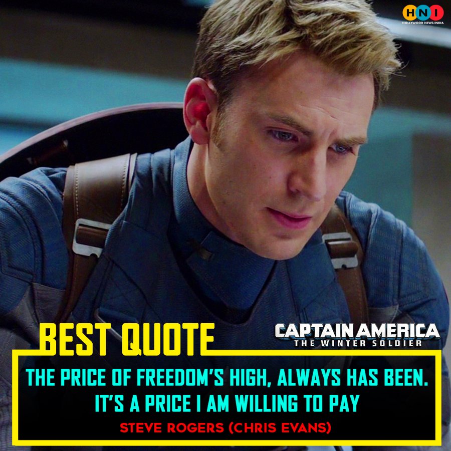 Hollywoodnewsin On Twitter Movequote The Price Of Freedom Is High Always Has Been It S A Price I M Willing To Pay Steve Rogers Chrisevans Movie Captainamerica The Winter Soldier Director Russo Brothers Bestquotes Hollywoodnewsin On Twitter Movequote The Price Of Freedom Is High Always Has Been It S A Price I M Willing To Pay Steve Rogers Chrisevans Movie Captainamerica The Winter Soldier Director Russo Brothers Bestquotes