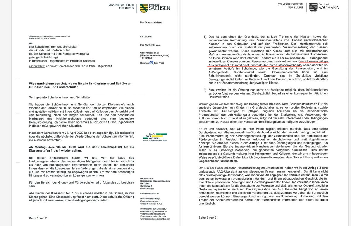 ADejeuville's tweet photo. Sächsisches Kultusministerium schafft allgemein gültiges Abstandsgebot innerhalb von Schulklassenverbänden ab (1.-4. Klasse). Begründung: Bedarf an körperliche Nähe und Undurchführbarkeit in der Praxis. Klassen werden voll besetzt.
#SchulboykottDE #Schulen #COVID19de #Germany https://t.co/ELVWtOZUlI