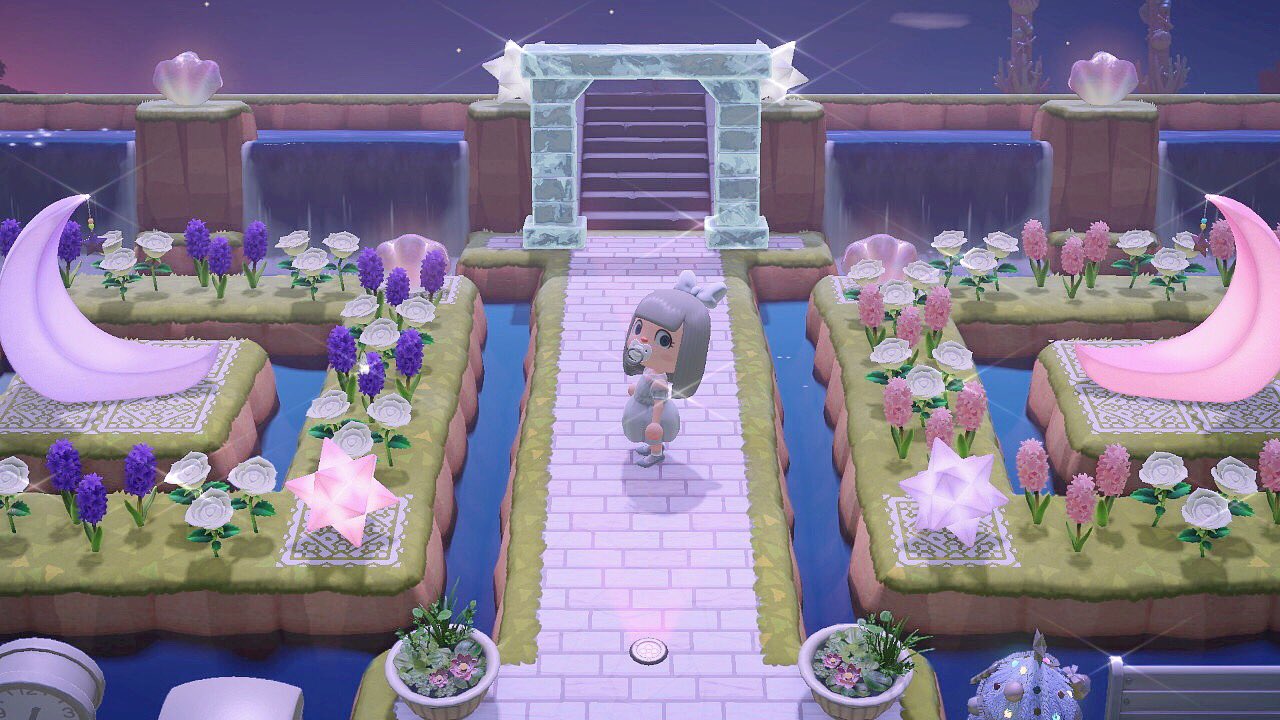 あつ森 るんるん お家までの道を花園にしてみました ヒヤシンスとバラの組み合わせ あつ森 あつまれどうぶつの森 あつ森交換 あつ森フレンド募集中 おさわり会 Animalcrossingdesign あつまれどうぶつの森フレンド募集 島クリエイター