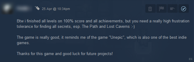 CotcGame's tweet photo. This is the highest form of flattery the Courier of the Crypts can get. Seeing players actually finishing the game with 100% is just rad, I mean game is not easy and it can get frustrating and it takes more than "some effort" to do it.

Well done!! 🏆

#gaming #perfection https://t.co/VyykYoK0Vn