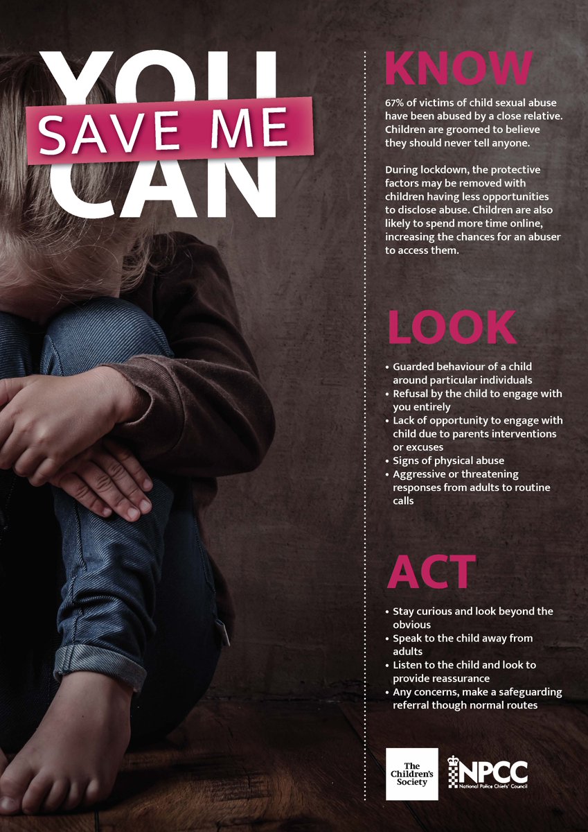 DarentValleyHsp's tweet photo. During lockdown, the protective factors may be removed with children having less opportunities to disclose abuse. Look out for the signs #YouCanSaveMe https://t.co/I9I80KJw84