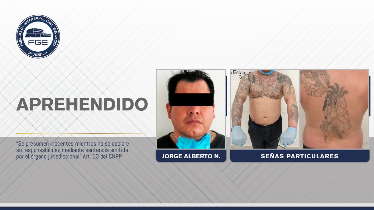FiscaliaPuebla's tweet photo. La @FiscaliaPuebla cumplió la orden de aprehensión contra Jorge Alberto N. alias “El Crazy” o “El Güero Loco”, presunto partícipe en el homicidio de un hombre, privado de la vida con armas de fuego en Santa Ana Yancuitlalpan, Atlixco.

Conoce más: https://t.co/amGmqOaBPf https://t.co/BNRyAyepTY