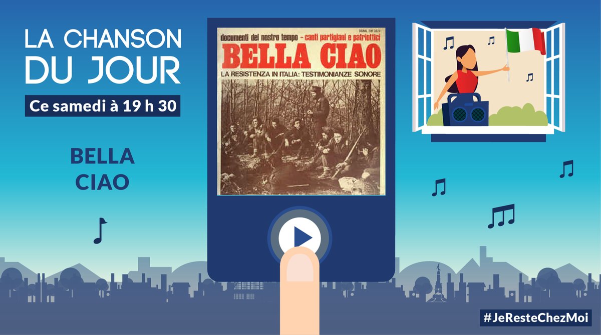 VilledeReims's tweet photo. #1jour1musique à 19h30, aujourd'hui, avec le titre "Bella Ciao" => https://t.co/oW5TLYThim #JeResteChezMoi https://t.co/RAzVmJg16s