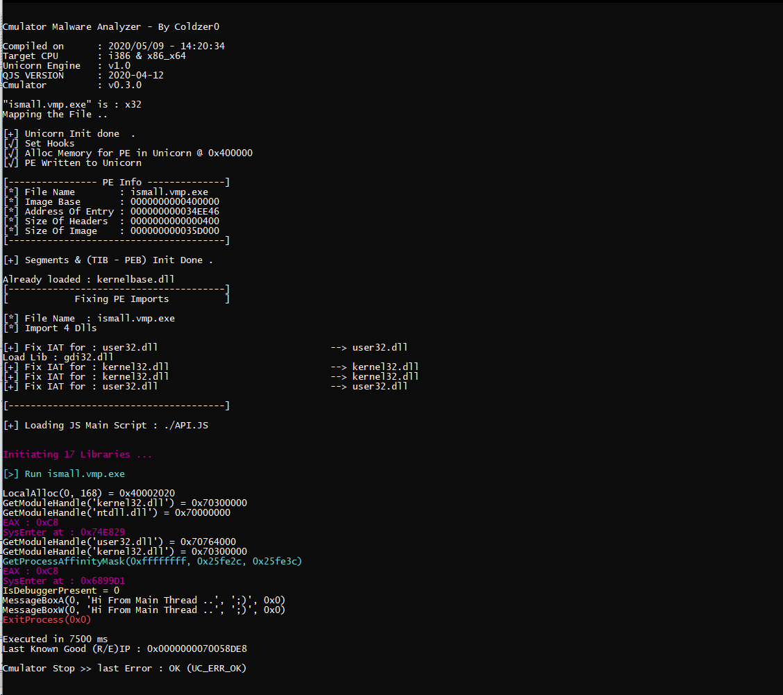Coldzer0 on Twitter: "Full Emulation for a VMProtect Protected File in ...