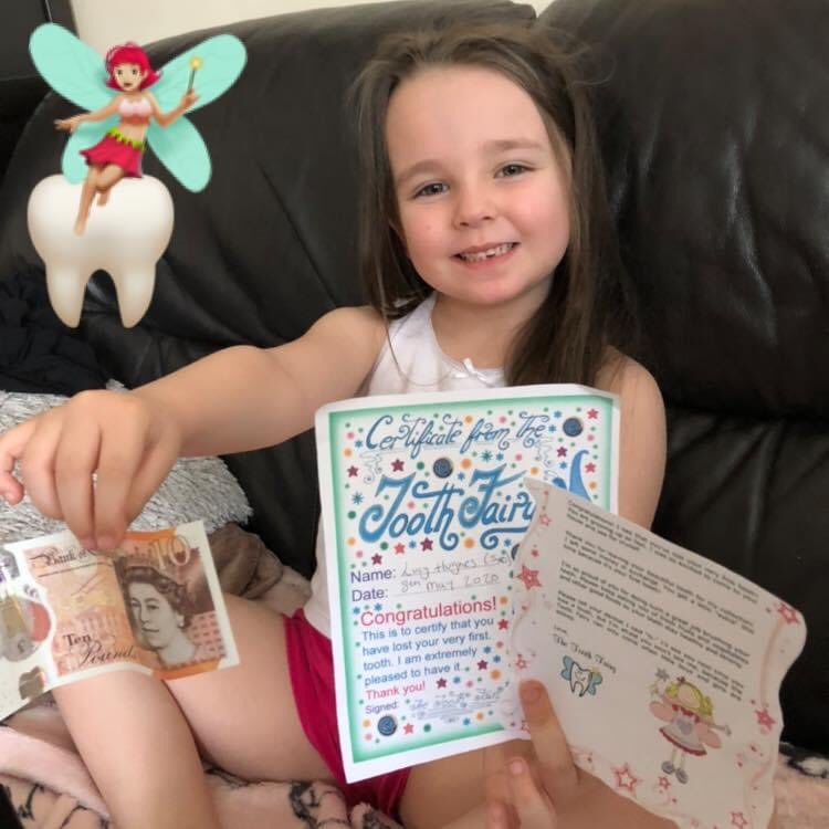 EmmaWayre's tweet photo. Lucy lost her first tooth today and we was introduced to the very generous tooth fairy xx https://t.co/mHd15FKb7A