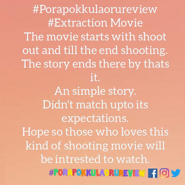 review2public's tweet photo. #PoraPokkulaOruReview
#ExtractionNetflix #ExtractionReview #Extraction #QuarantineAndChill #QuarantineTimes #QuarantineTime #QuarantineDiaries https://t.co/EWUlCh5p7e
