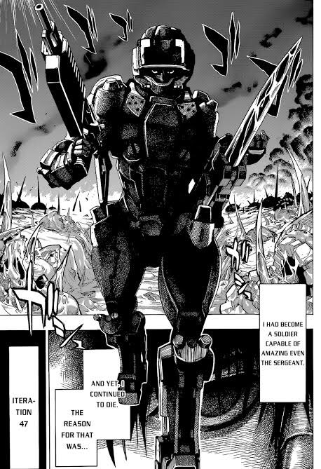 All You Need is Killpsychological, mecha, tragedystrange creatures known as "mimics" have invaded earth, sparking a global war that has humanity fighting for survival. one day, keiji kiriya is dead while fighting, until he wake up and experiencing time loop everytime he dies.
