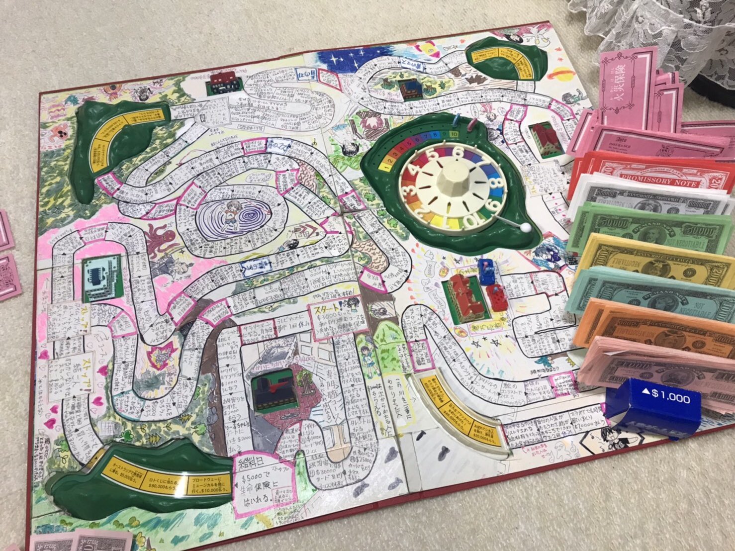 谷 もも 手作り人生ゲーム 小学生の時に夏休みの工作 自由研究の宿題で作りました 昔から変わった子でした 谷もも画伯 ボードゲーム 人生ゲーム うちで過ごそう Stayhome T Co 093ndmmbst Twitter