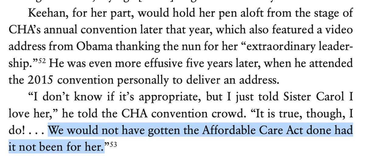 8. E.g., people just…forget that Religious Left leaders and organizations played a pivotal role in passing the Affordable Care Act.That’s not me saying that—Barack Obama himself said it would not have passed w/o the aid of Catholic nuns. Not a superlative he just threw around.