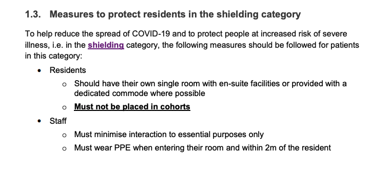 Side by side, here is the advice on shielding in care homes.  is on the left and  is on the right. Which in your view provides clearer guidance? 