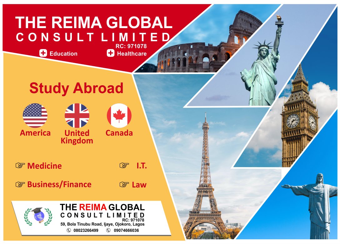 Are you seeking an opportunity to further your studies in Medicine, Law, IT, Business &amp; Finance?
Do you dream of joining a global community where ideas and innovations are in constant evolution?
The Reima Global Consult Limited, we actualize your aspirations.