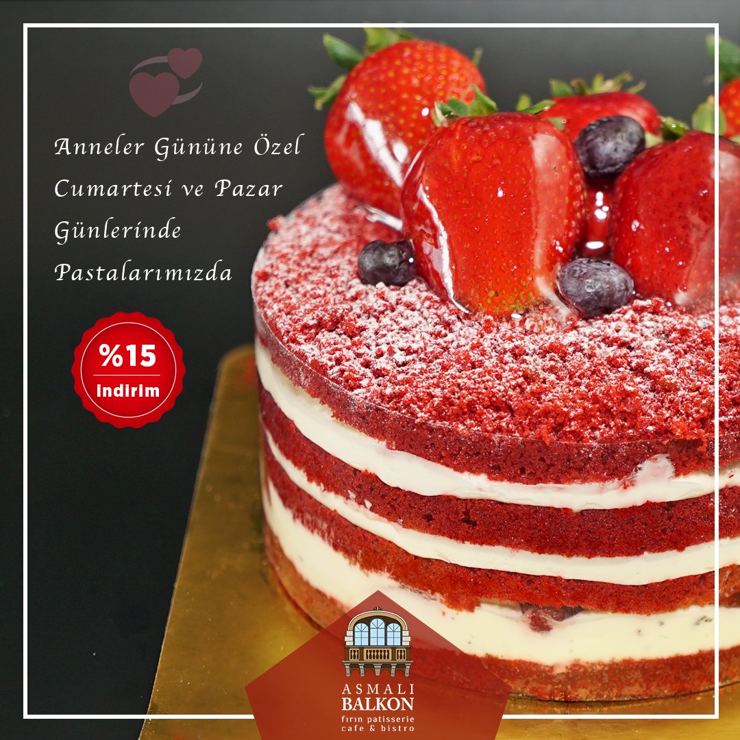 Anneler Gününe Özel 💞Cumartesi ve Pazar Günleri Pastalarımızda %15 İndirim Yaptık. Anneler bu sürprizi sever🥰 🎉🎊✨
Eve Servis ☎️ 0312 285 4 999

#annelergünü #süpriz #indirim #Pasta #pastacılık #butikpasta
#cake #pastamania #tatlı #pastasanatı #çikolata #pastanight