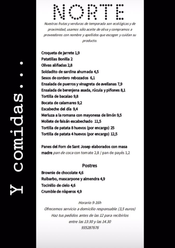 MartaXicue's tweet photo. 📢 Al loro!! Que les de @NorteRestaurant obren dilluns per comandes amb 2 opcions:

arreplegar-la en el local (de 9 a 16h) o enviament a domicili (cal fer la comanda abans de les 12h)

Vosaltres què triareu? Esmorzar (9-13h) o dinar (13-16h)?!? 

😋🤤 https://t.co/wKj9KCv8ac