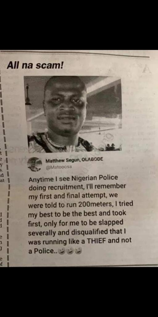 The street will never forget this tweet, Nigerian police ..😂 😂