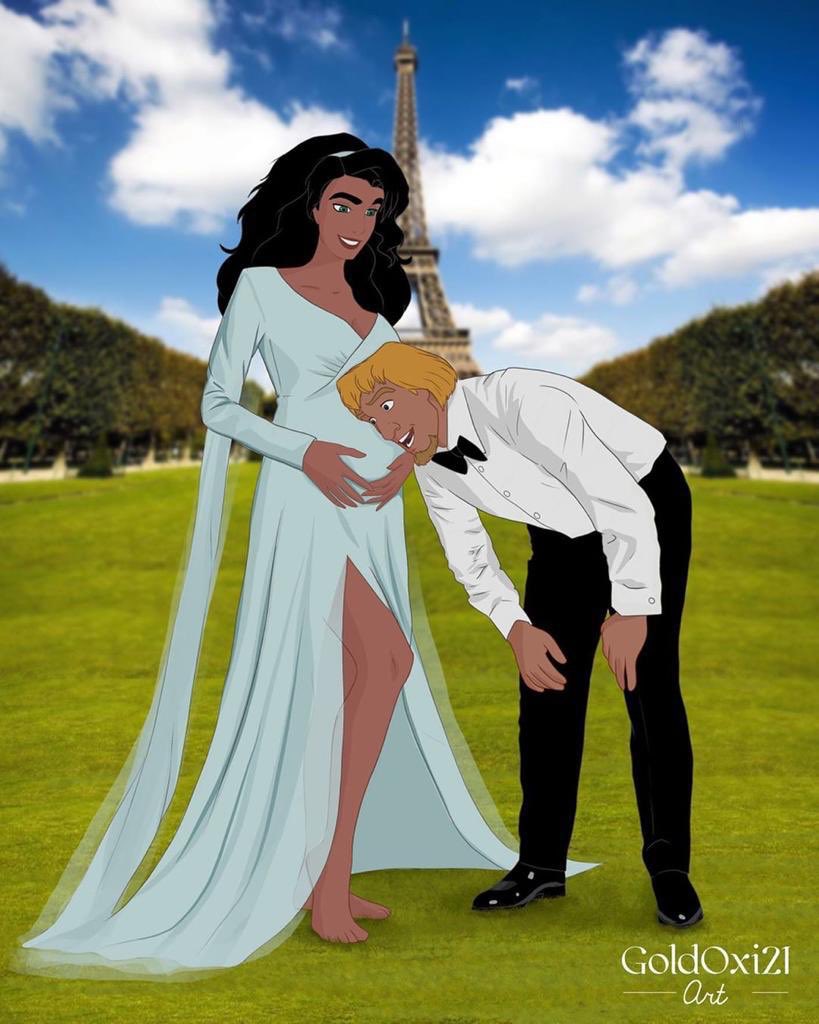 Isn't this beautiful? Rate this from 1-10 🕥 Artist @goldoxi21 spent her  maternity leave reimagining how the princesses would look pregnant. - - . # disneyprincesses #maternityphotography #maternityshoot #mothersday  #superheroday #womenempowerment ..., image size:819x1024