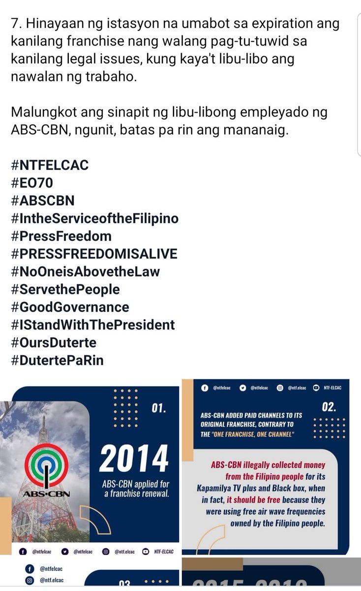 mikenavallo's tweet photo. PCOO, NTFELCAC spewing lies after lies. ABS-CBN's franchise bill was not disapproved due to legal issues BUT Congress didn't act on it. All issues were cleared during Senate hearing.
Why is anti-communist task force interested in ABS-CBN?
Why are we paying fake news peddlers? https://t.co/BjChlwsGzK