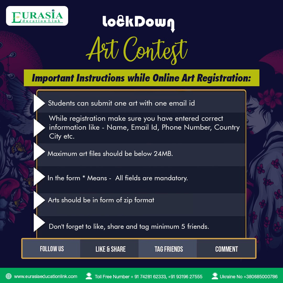 eurasia_link's tweet photo. Participate and Win!
Checkout Instructions for Online Art Registration-
https://t.co/3ctJqqPiGB
#mbbs #neet #neetudaan #LockdownContest
#Eurasia #srtudyabroad #StylishColorStories #staytuned #pictureoftheday #contest #contestalert #stayhomestaysafe #giftglorifiers #quarantine https://t.co/JEszIMlKa0