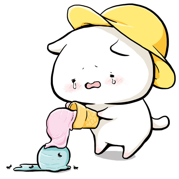 アイス思い切ってダブルにしたけど すぐ落としちゃう しょぼにゃん アイスクリ きっか𓆉漫画家のイラスト