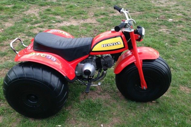Although a number of 3 wheeled small ATV’s were produced by Sperry Rand and others in the USA in the sixties, Honda produced their first in 1969, the ATC90. The first four-wheeled ATV was launched in 1982 by Suzuki, the LT125D. /4