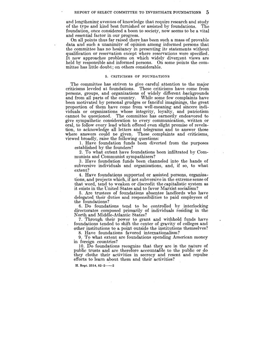 38) The Cox Committee’s final report, released in January 1953, concluded that these foundations were subversive and using their resources to destroy the republic in favor of communism. http://www.channelingreality.com/Hearings/Cox_Hearing/Tax_Exempt_Cox_All.pdf