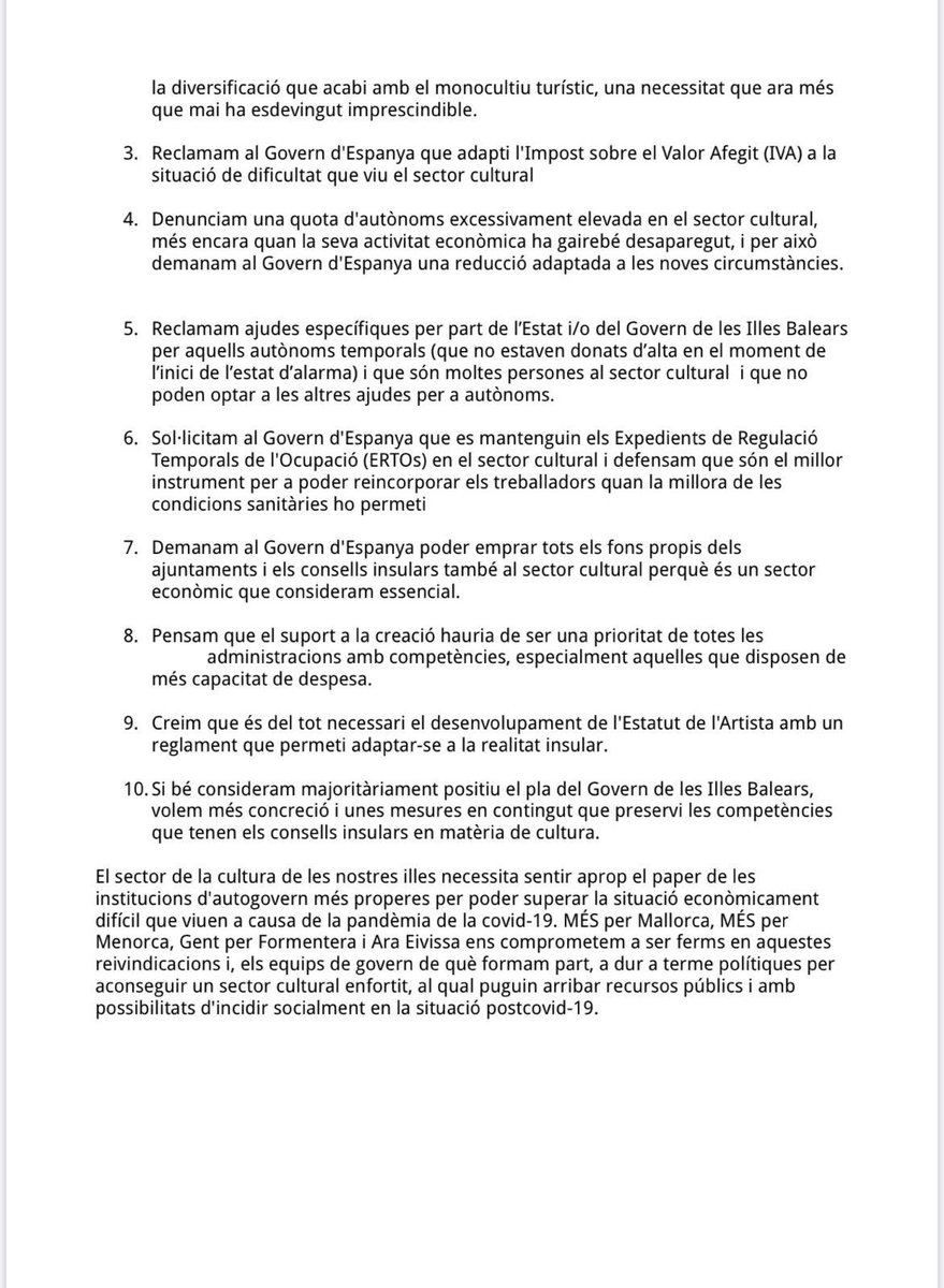 gentxformentera's tweet photo. Les forces polítiques d’esquerres insularistes, en aquests moments de canvis i de dificultat, reivindiquem mesures urgents pel sector cultural i li donem tot el nostre suport.
La cultura és essencial i hem d’actuar
#gxf #unailla #uncamí #unagent https://t.co/GNDkYay7tZ