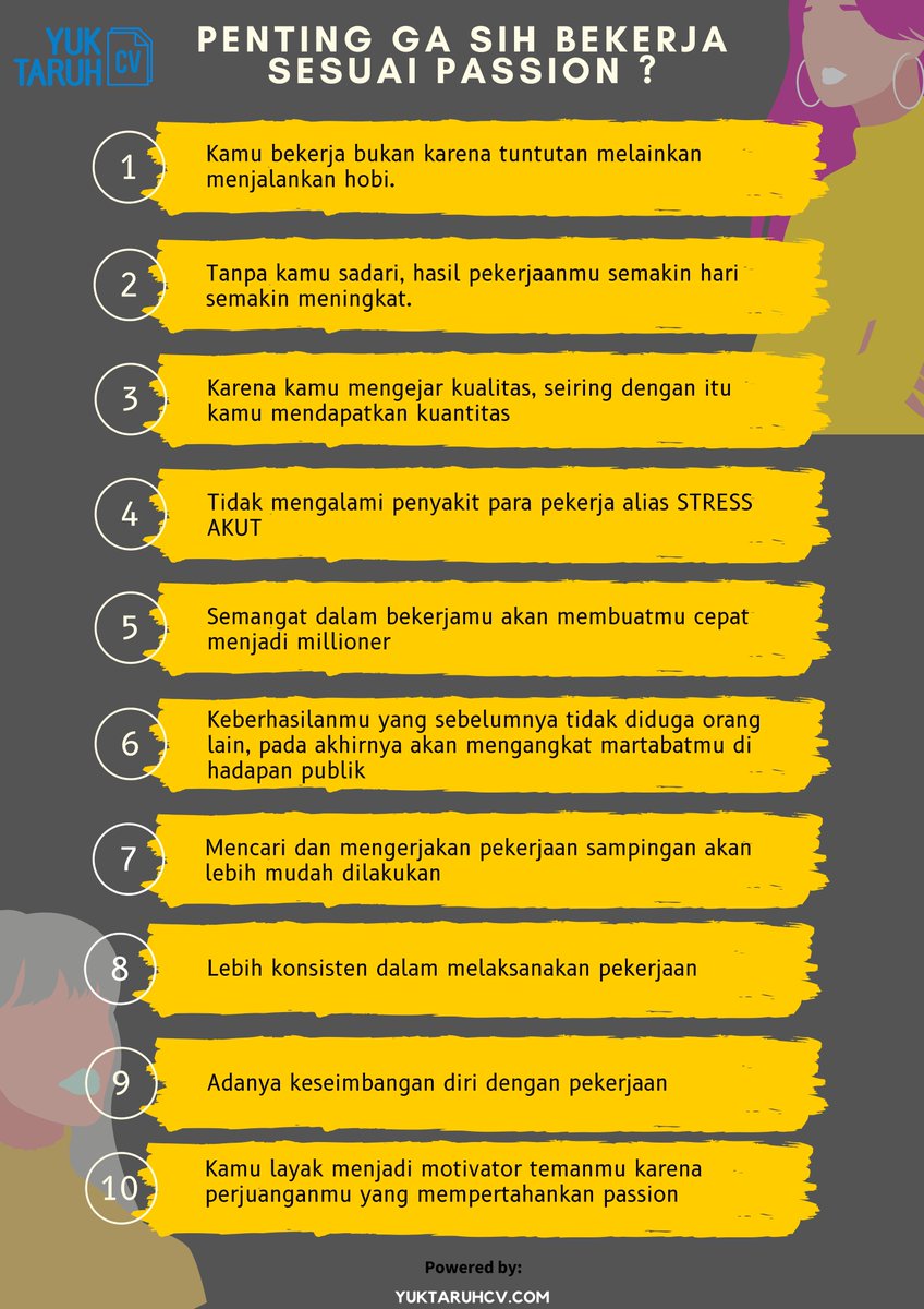yuktaruhcv's tweet photo. FIX! Bekerja Sesuai Passion Itu Memang Bikin Kamu Lebih Bahagia, yuk kita baca tips dari team kami #yuktaruhcvdotcom #YTCTips #blogyuktaruhcvdotcom #yukkitakerja #lowongankerja #portalpekerjaan #yuksemangat https://t.co/xdDT3kuGEB
