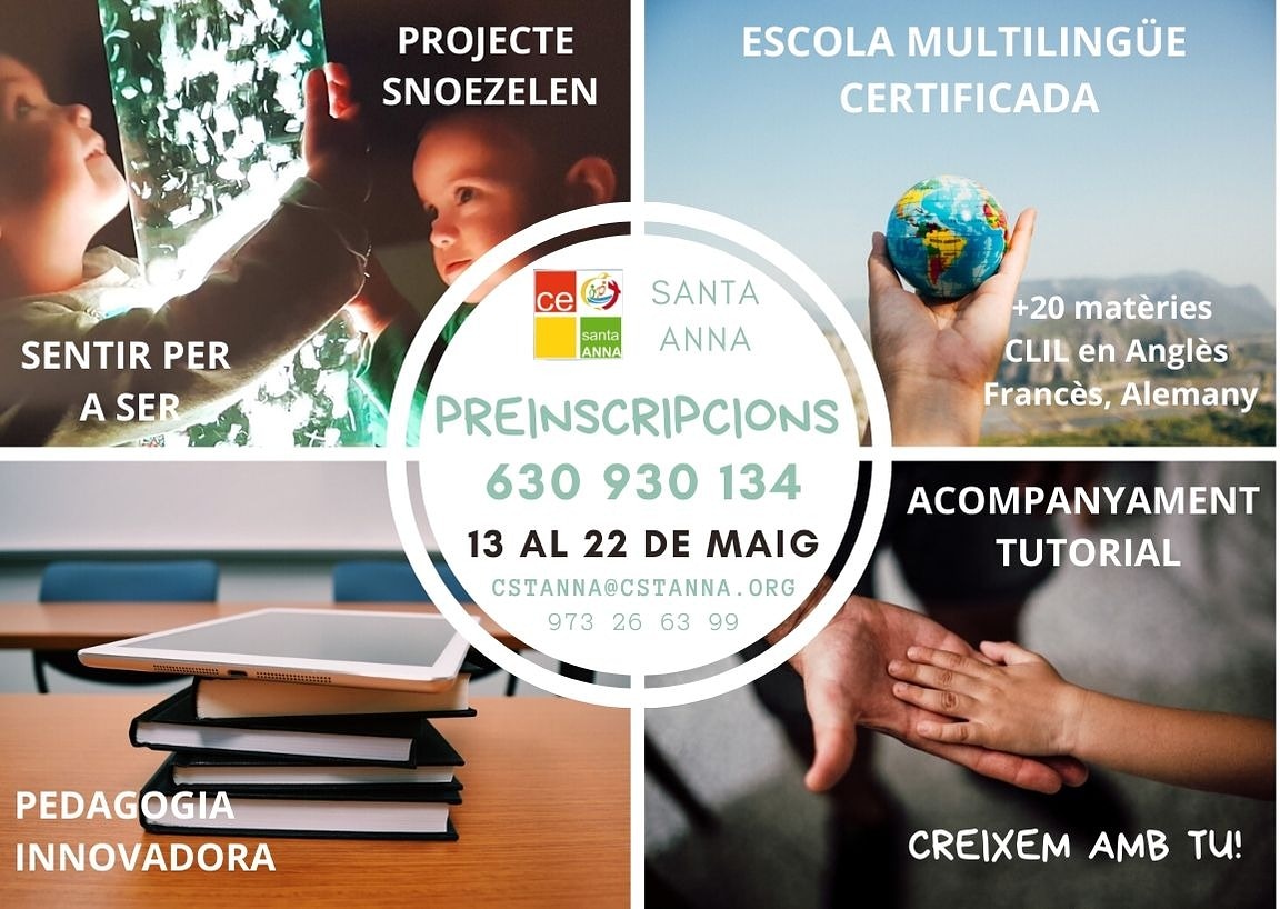 Comença la PREINSCRIPCIÓ escolar. Si necessiteu informació sobre les sol•licituds o la documentació necessària podeu trucar al telèfon 📲 630 930 134. Us informarem de tot el procés de preinscripció, dels serveis que oferim i dels nostres projectes i activitats.