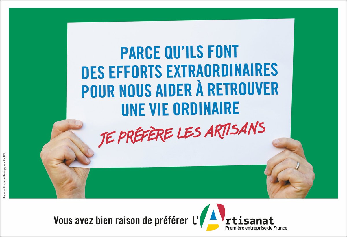 CMAFrance_'s tweet photo. « Parce qu’ils sont plus que jamais utiles aux autres et à notre avenir » : bravo pour cette dernière communication du #FNPCA qui souligne la mobilisation sans faille des artisans 🇫🇷 et rappelle l’importance de l’artisanat dans le quotidien des Français #JePreferelesArtisans https://t.co/xllshoOZGj