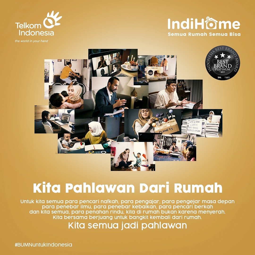 Terima kasih untuk semua yang telah berjuang di tengah masa sulit ini. Menjadi pahlawan dengan tetap di rumah merawat mimpi dan cita-cita untuk tetap tumbuh.

#PahlawanDariRumah
#DariRumahKitaSemuaJadiPahlawan
#SemuaRumahSemuaBisa
#BUMNuntukIndonesia
