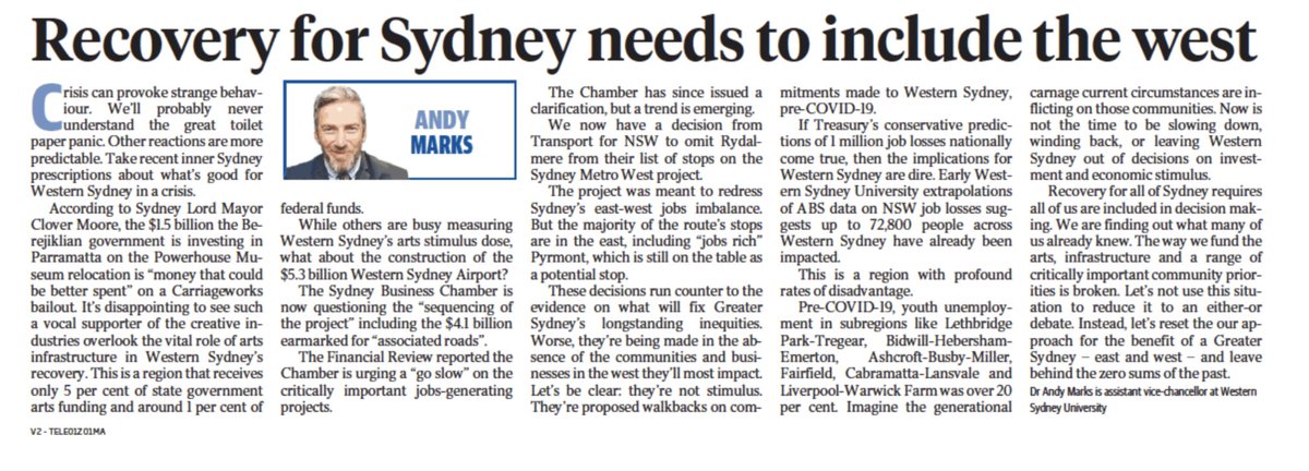 DrAndyMarks's tweet photo. “Recovery for all of Sydney requires all of us are included in decision making”, I write in the Daily Telegraph. https://t.co/ELJqEdWsqc