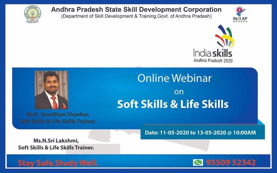 AP_Skill's tweet photo. Utilize the lockdown time with this great opportunity by #APSSDC. Webinar on #SoftSkills &amp; #LifeSkills

APSSDC organizing Sessions/Webinars for the selected Candidates in #IndiaSkills Andhra Pradesh -2020
Link: https://t.co/94Kz4m2rEW

#IndiaKeSkillsStar
#SkillsfromHome https://t.co/dx6YEqwSyy